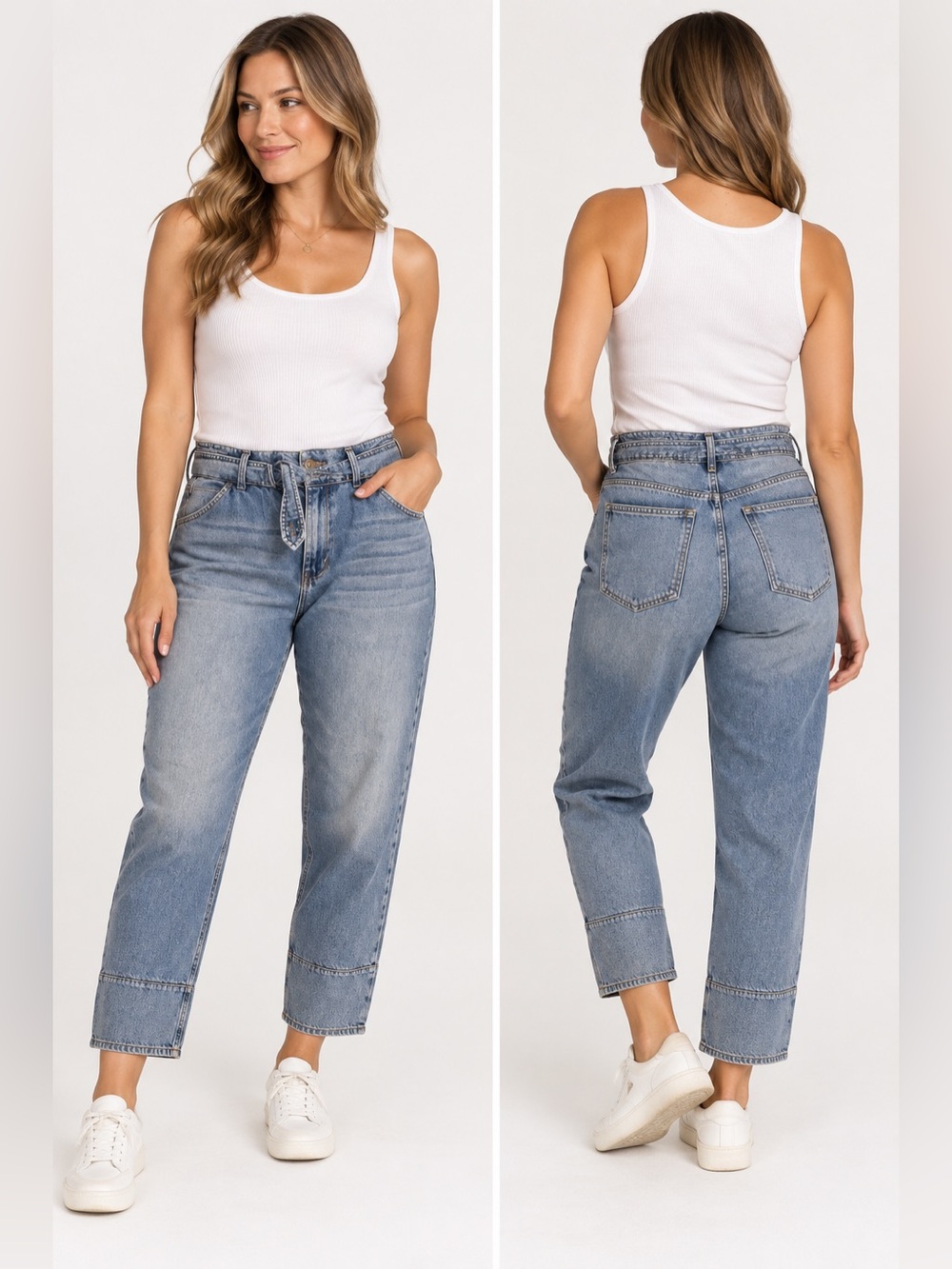 Pull&Bear Women's Light Blue Boyfriend Denim Pants